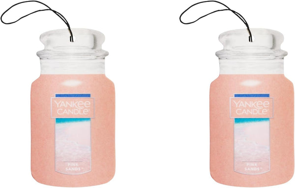 Yankee Candle Car Jar Air Freshener Fragrance-Infused Paperboard, Pink Sands, 2 Packs