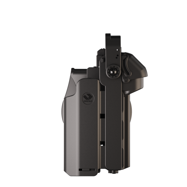 Orpaz T40 Pro G19 LH Duty Holster with Large Light Holster Compatible with Glock 19 Pistol Holder with Laser Mounted Light and Optics with Paddle