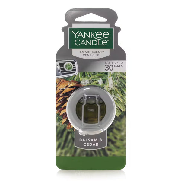 Yankee Candle Smart Car Vent Clip Air Freshener, Last up to 30 days, Balsam & Cedar
