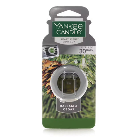 Yankee Candle Smart Car Vent Clip Air Freshener, Last up to 30 days, Balsam & Cedar