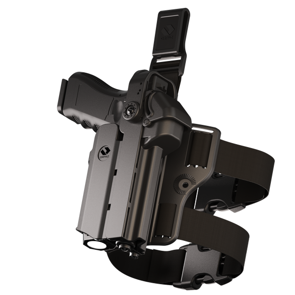 Orpaz T40 Pro G19 Duty Holster with Medium Light Holster Compatible with Glock 19 Pistol Holder with Laser Mounted Light and Optics with Drop Leg