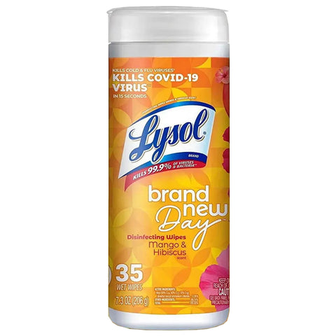 Lysol Disinfecting Wipes – Multi-Surface Cleaning Wipes Kill 99.9% of Viruses & Bacteria, Mango & Hibiscus Scent, 35 Count