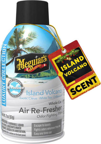 Meguiar's Car Air Refresher Odor Fighting Mist – Long-Lasting Car Freshener Fights Strong & Unwanted Vehicle Smells Renewing Interiors with a Luxurious & Refreshing, Island Volcano Scent, 2oz