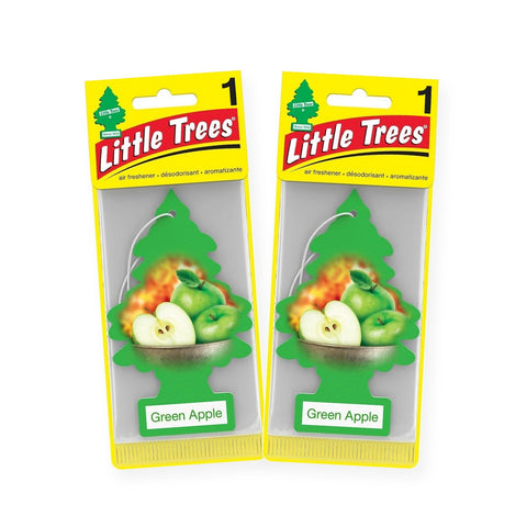 Little Trees Hanging Car Air Freshener, Green Apple, 2-Pack