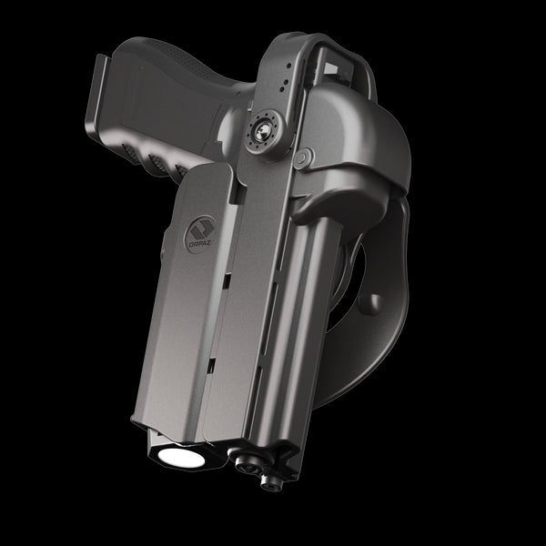 Orpaz T40 Pro G22 LH Duty Holster with Medium Light Holster w/ Magnetic Optic cover, Compatible with Glock 22 Pistol Holder with Laser Mounted Light and Optics with Paddle