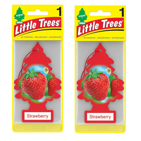 Little Trees Hanging Car Air Freshener, Strawberry, 2-Pack