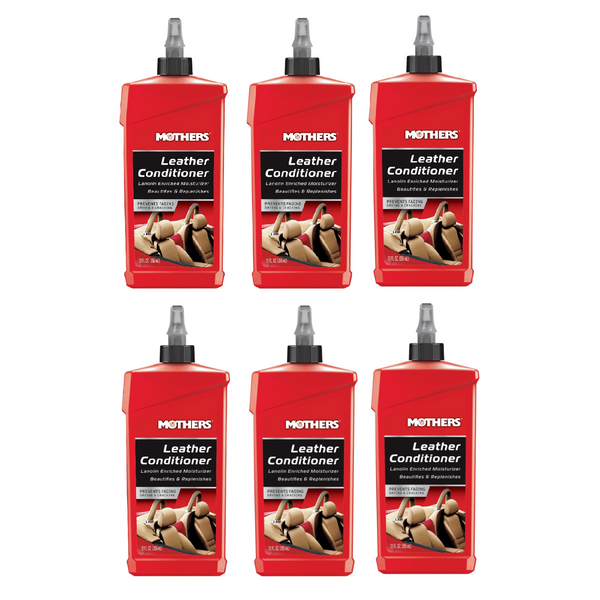 Mothers Leather Conditioner Restore and Protect Car Interior Leather UV Safe Finish, 12 oz, 6 Packs