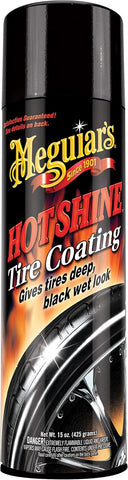 MEGUIAR’S Hot Shine High Gloss Tire Coating, Tire Protectant for Long-lasting Satin Finish, Prevents Tire to Dry Rot, 15 oz.