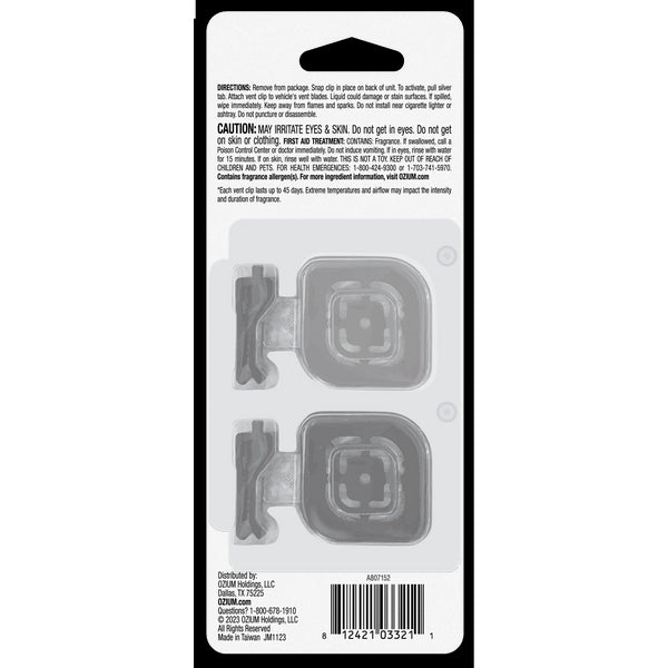 Ozium Membrane Car Vent Clip AC Air Fresheners Car Air Freshener and Car Odor Eliminator, Carbon Black, 2 Packs