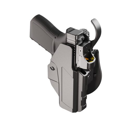 Orpaz Sigma G19 Duty Holster – Compatible with Glock 19 - OWB Tactical Holster with Level 3 or Level 2, Thumb Release, Optics-Ready, with Paddle Attachment