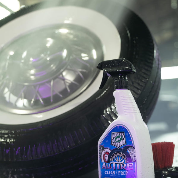 Turtle Wax X Mister Cartoon 54250 All Tire Clean and Prep, Cleans and Rejuvenates, Fast-Acting Formula, Jet Black Appearance, Brightens White Walls, Perfect for Cars, Trucks and Motorcycles, 32 oz.