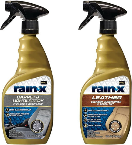 Rain-X Interior Care Bundle, Carpet & Upholstery Cleaner + Leather Conditioner & Repellent, 16 fl oz Each