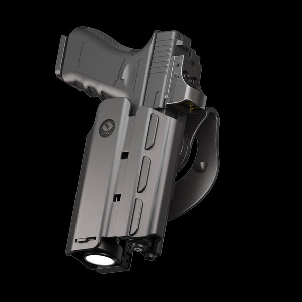 Orpaz T40 G22 Holster with Light Left Handed compatible with Glock 22 Holster with Light (Large Pistol Lights, Paddle Attachment)