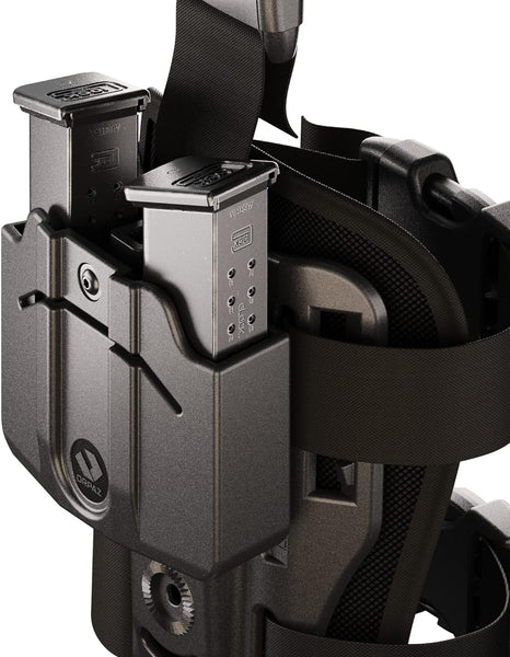 Orpaz Pistol Mag Pouch Compatible with FN 509 Magazine Holster for 0.40, 9mm Magazine Holder, Double Mag, Leg