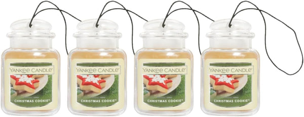 Yankee Candle Car Jar Ultimate Hanging Air Freshener, Neutralizes Odors Up To 30 Days, Christmas Cookie, 4 Packs