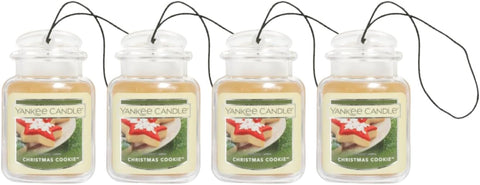 Yankee Candle Car Jar Ultimate Hanging Air Freshener, Neutralizes Odors Up To 30 Days, Christmas Cookie, 4 Packs