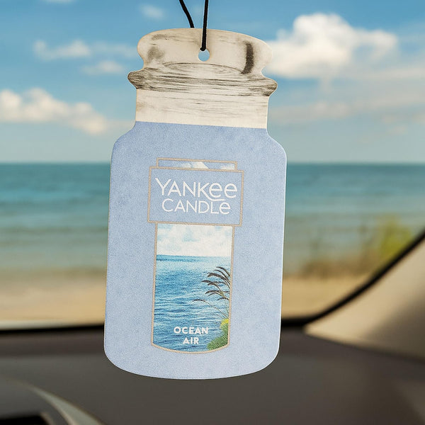 Yankee Candle Paper Car Jar Air Freshener for Long Lasting Fragrance, Ocean Air, 10 Packs