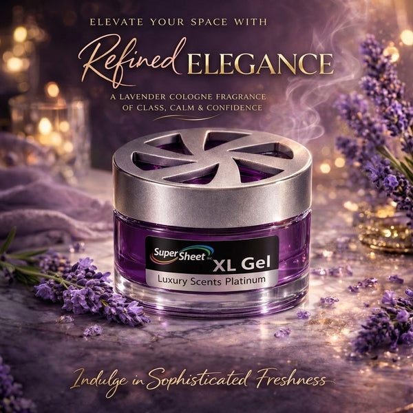 Super Sheet XL Gel Car Air Freshener - Platinum Scent, Luxury Glass Jar Auto Fragrance, Long Lasting Gel Diffuser for Car, Home & Office - Made in USA