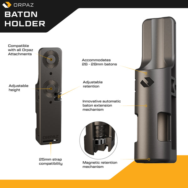 Orpaz Universal Self Defense Collapsible Baton Holder with Magnetic Retention (Patent Pending), 360 Degrees Police Expandable Baton Holster, Retractable Baton Holder for Duty Belt