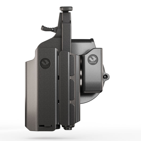 T40X Compatible with Glock 19X Holster with Light
OWB Level II Retention, Light Bearing Paddle Holster with Magazine Pouch