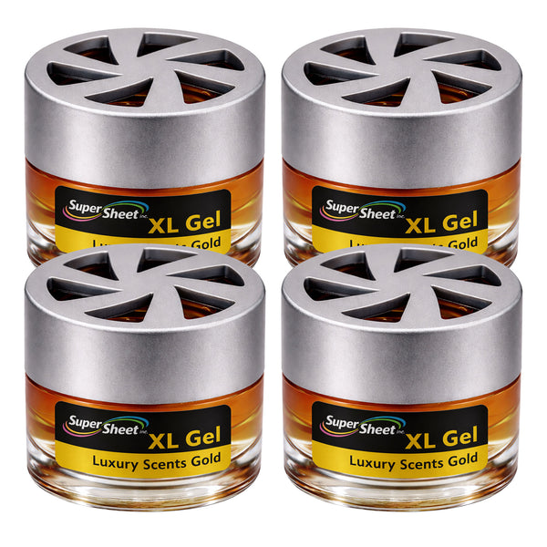 Super Sheet XL Gel Car Air Freshener - Gold Scent, Luxury Glass Jar Auto Fragrance, Long Lasting Gel Diffuser for Car, Home & Office - Made in USA, 4 Pack