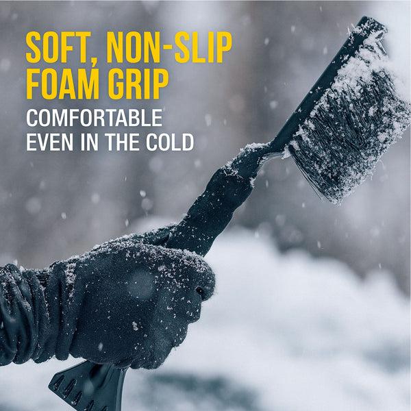 TrexNYC 17" Snow Brush and Ice Scraper, Compact Car Snow Removal Tool with Durable Brush Head & Ice Scraper Winter Windshield Cleaner with Comfortable