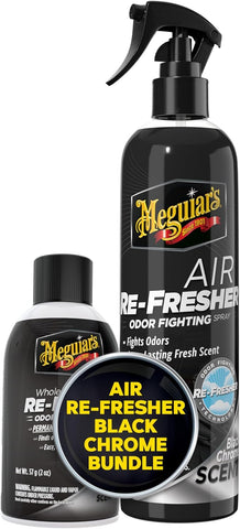 Meguiar's Black Chrome Air Re-Fresher Bundle, Whole Car Mist & Odor Fighting Spray