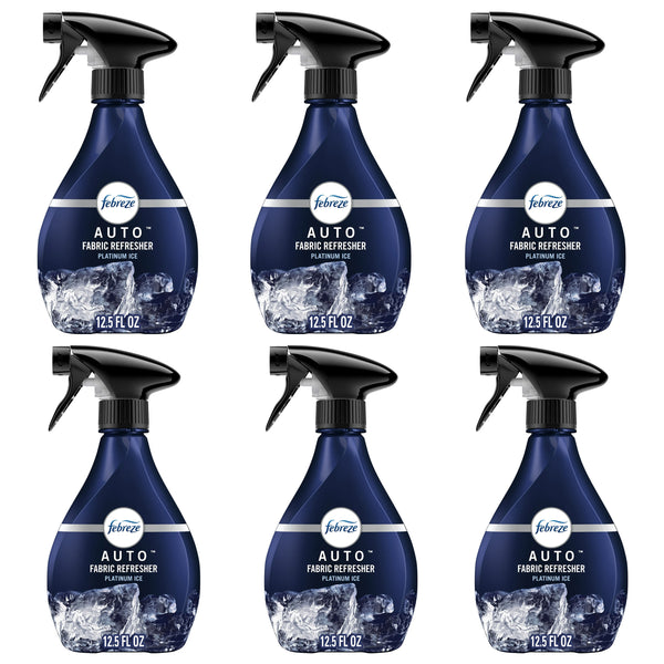 Febreze Fabric AUTO Car Spray Air Freshener, Odor Fighting, Platinum Ice, 12.5 fl oz, 6 Packs