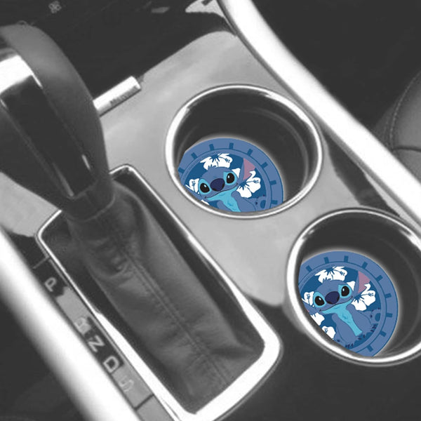 Plasticolor Auto Cup Holder Coasters for Car, Truck, SUV - 2-Pieces, Disney Lelo & Stitch
