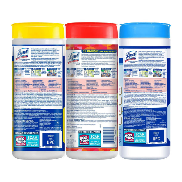 Lysol Disinfecting Wipes, Lemon & Lime Blossom, Mango & Hibiscus, Crisp Linen, 35 Count Each, 3 Pack