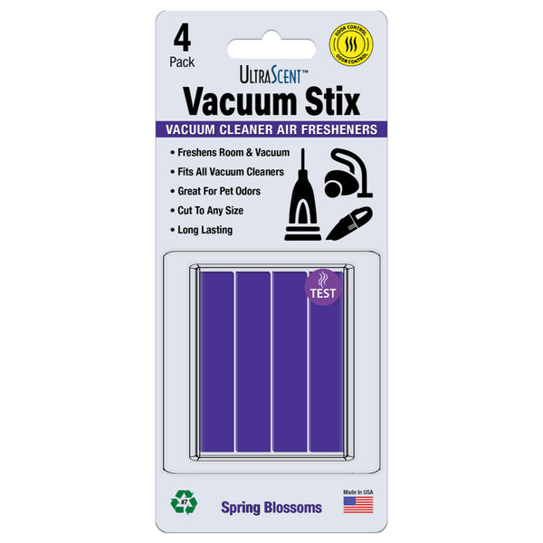 UltraScent Vacuum Stix Vacuum Deodorizer Sticks for All Vacuums, Long-Lasting Vacuum Air Freshener, Non-Toxic, Made in USA, 1-Pack w/ 4-Stix in the Spring Blossoms Scent