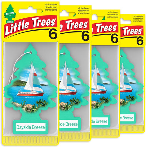 Little Trees Cardboard Hanging Car, Home & Office Air Freshener, Bayside Breeze (Pack of 24)