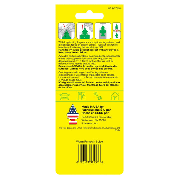 Little Trees Auto Air Freshener, Hanging Card, Warm Pumpkin Spice, 3 Pack