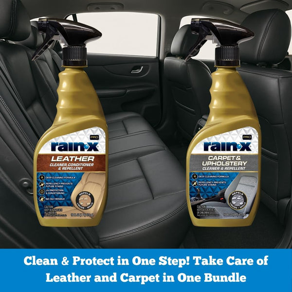 Rain-X Interior Care Bundle, Carpet & Upholstery Cleaner + Leather Conditioner & Repellent, 16 fl oz Each
