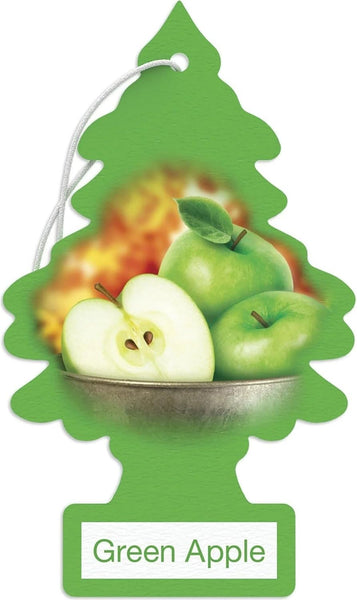Little Trees Hanging Car Air Freshener, Green Apple, 2-Pack