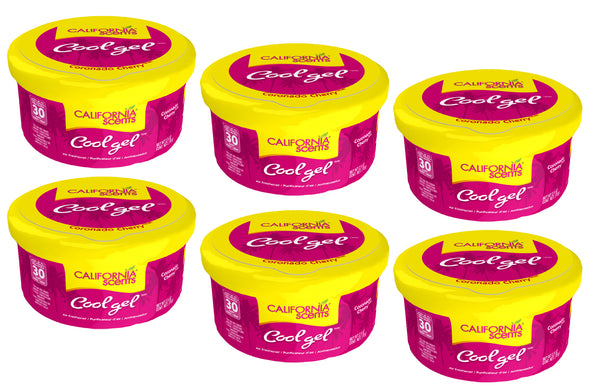 California Scents Cool Gel Coronado Cherry Scent - The Car Air Freshener with Cool Gel Technology - Long-Lasting Odor Eliminator and Auto Air Freshener for Car, 6 Packs