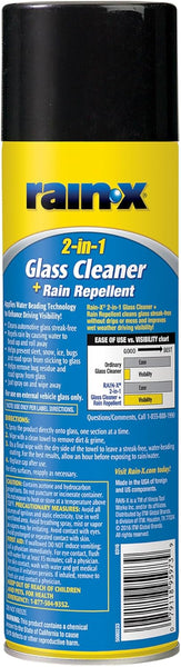 Rain-X 2-In-1 Glass Cleaner and Rain Repellent, Streak-Free Shine, Improves Visibility in Rain, Repels Water, Dirt & Sleet, Auto Glass Cleaner for Car Windows, Windshields & Mirrors, 18oz