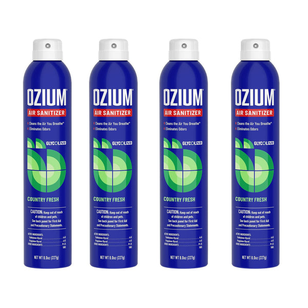Ozium 8 Oz. Air Sanitizer & Odor Eliminator for Homes, Cars, Offices and More, Country Fresh, 4 Packs