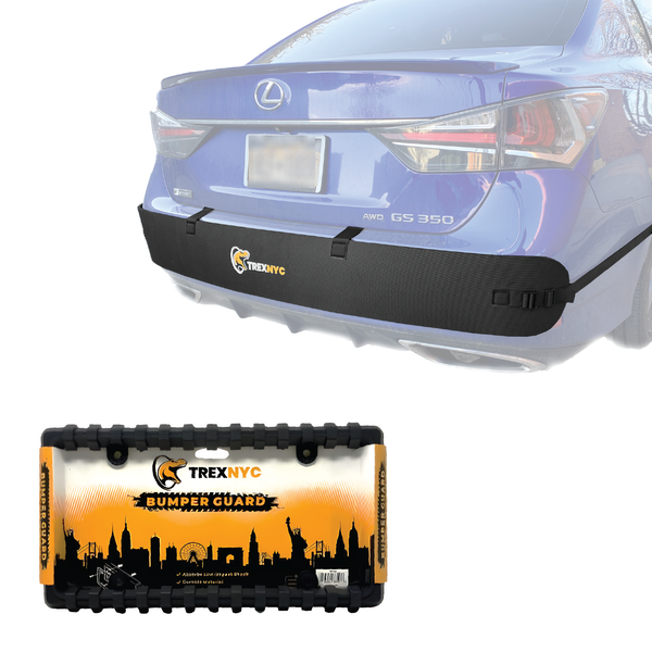 TrexNYC Rear Bumper Guard and Front Bumper Guard - Car Rear Bumper Protector - Front License Plate Bumper Guard, Slim Combo Kit