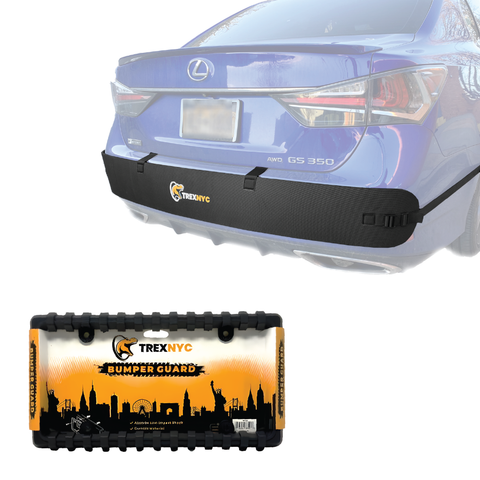 TrexNYC Rear Bumper Guard and Front Bumper Guard - Car Rear Bumper Protector - Front License Plate Bumper Guard, Slim Combo Kit