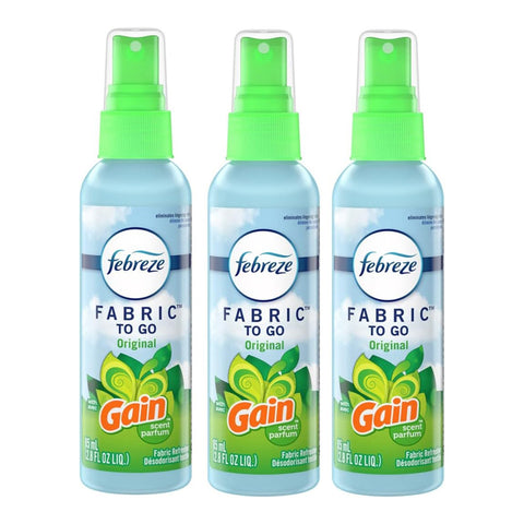 Febreze To Go Fabric Refresher 2.8 Ounce Spray, Gain Original Scent, 3 Pack