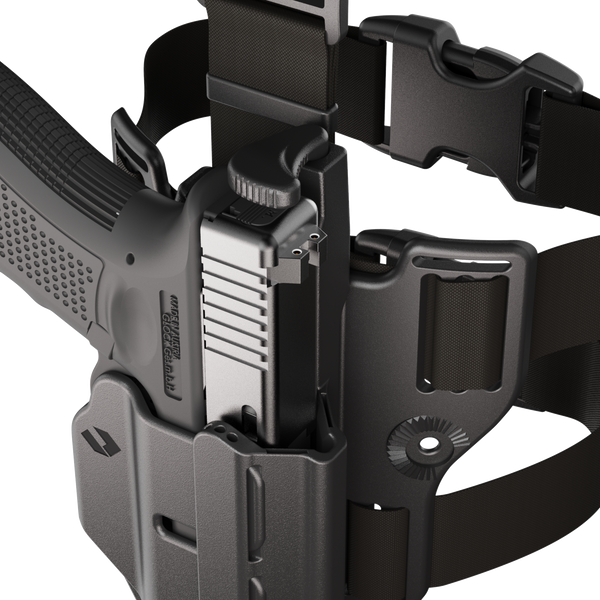 ORPAZ T41 Level 2 Universal Adjustable Holster, Magnetic + Mechanical Retention, Optics Ready OWB Polymer Duty Holster, Made in Israel Drop Leg