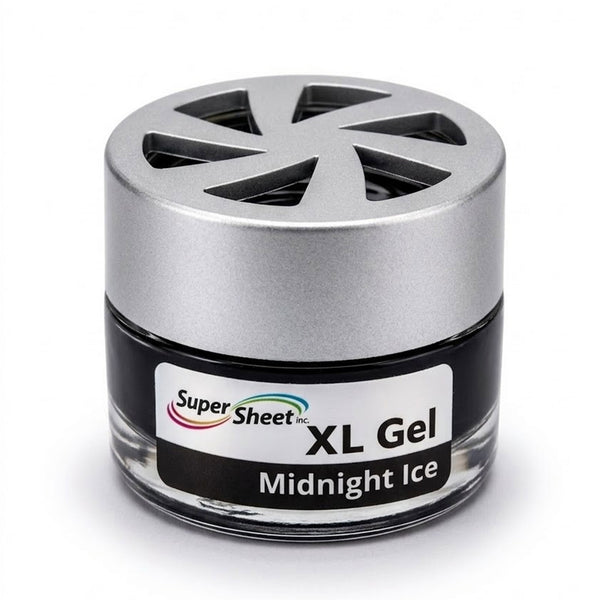 Super Sheet XL Gel Car Air Freshener - Midnight Ice Scent, Luxury Glass Jar Auto Fragrance, Long Lasting Gel Diffuser for Car, Home & Office - Made in USA
