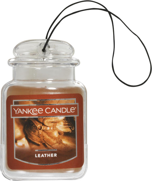 Yankee Candle Car Air Fresheners, Hanging Car Jar Ultimate, Neutralizes Odors Up To 30 Days, Leather, 4 Packs