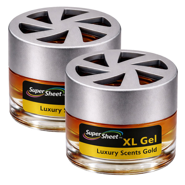 Super Sheet XL Gel Car Air Freshener - Gold Scent, Luxury Glass Jar Auto Fragrance, Long Lasting Gel Diffuser for Car, Home & Office - Made in USA, 2 Pack