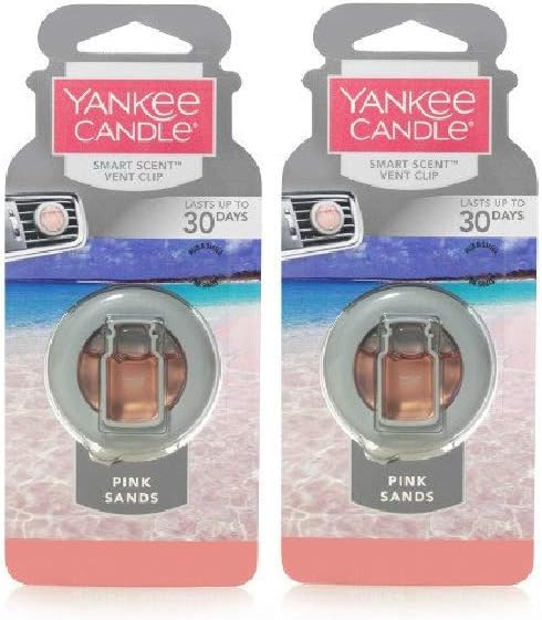 Yankee Candle Smart Scent Vent Clip Odor Neutralizing Car AC Air Freshener, Pink Sands, 2 Packs