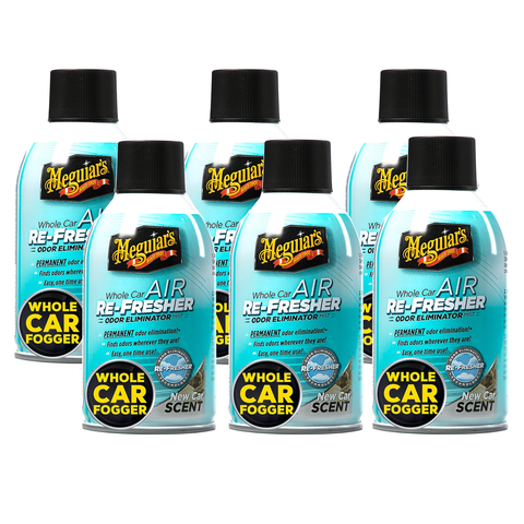 Meguiar's Whole Car Air Re-Fresher Odor Eliminator Mist, New Car Scent, 6 Pack