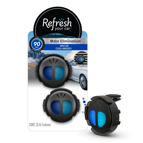 Refresh Vent Clip Mini Diffusers Car Air Freshener, New Car/Cool Breeze Scent