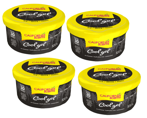 California Scents Cool Gel Ice Scent - The Best Car Air Freshener with Cool Gel Technology - Long-Lasting Odor Eliminator and Auto Air Freshener for Cars, 4 Packs