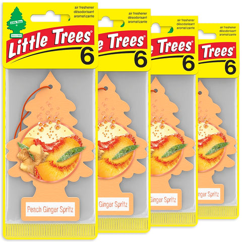 LITTLE TREES Car Air Freshener Hanging Tree Provides Long Lasting Scent for Auto & Home, Peach Ginger Spritz, 24 Pack